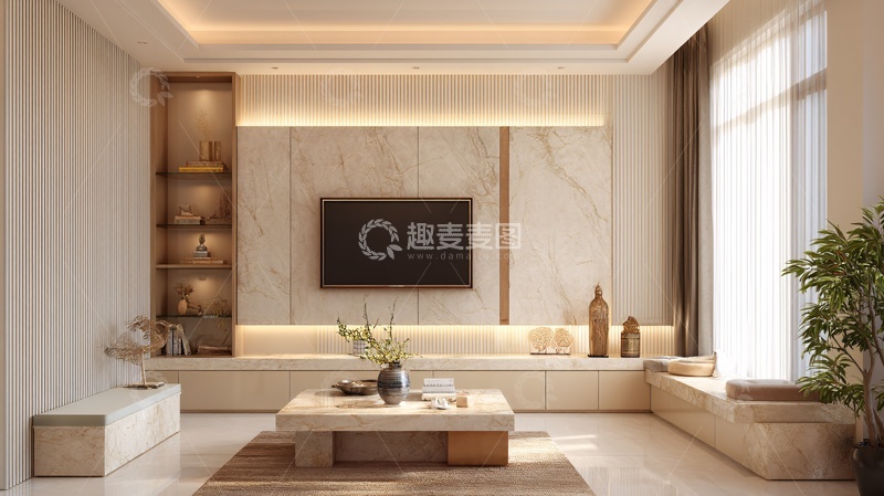 高清大图下载【趣麦麦图】-现代简约风格客厅室内场景483