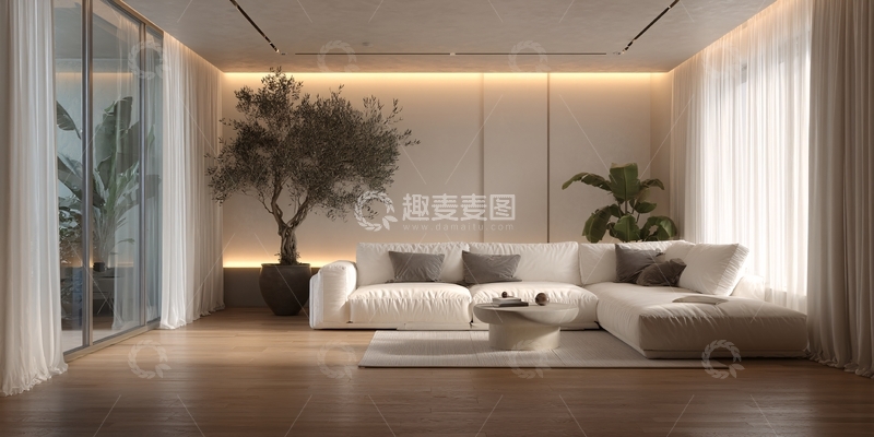 高清大图下载【趣麦麦图】现代简约风客厅室内场景图076