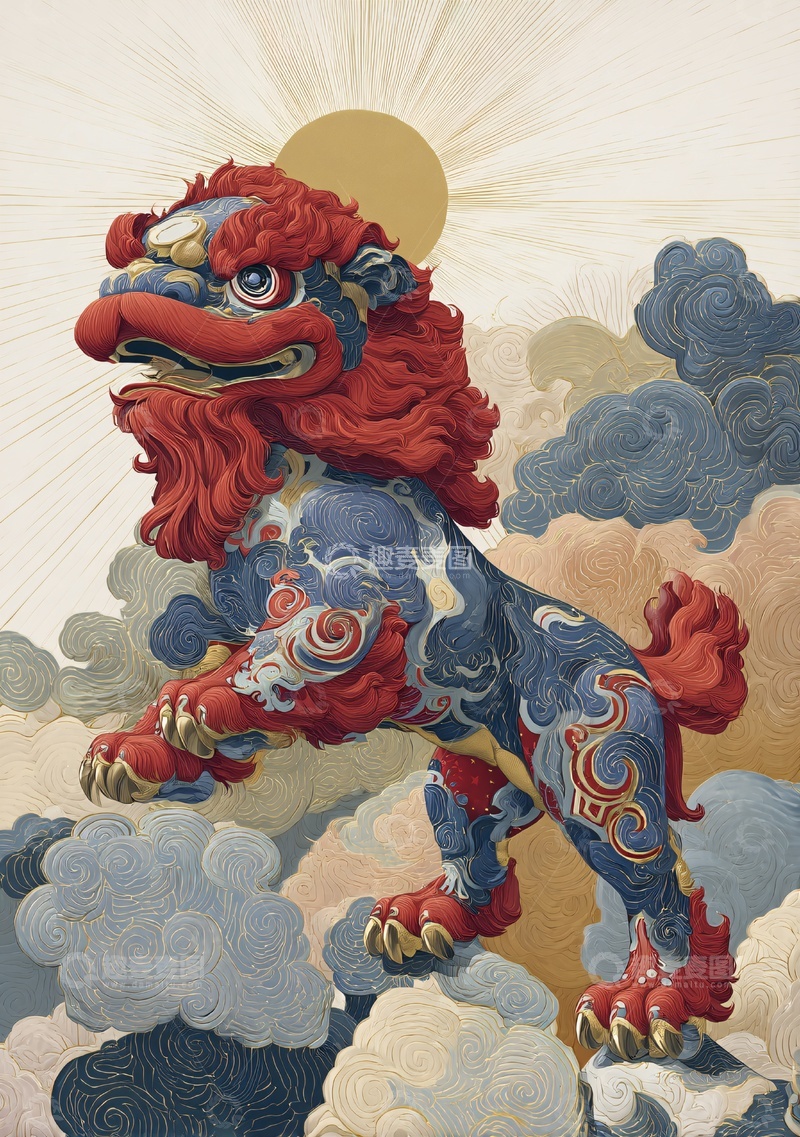高清大图下载【趣麦麦图】云端瑞兽插画206