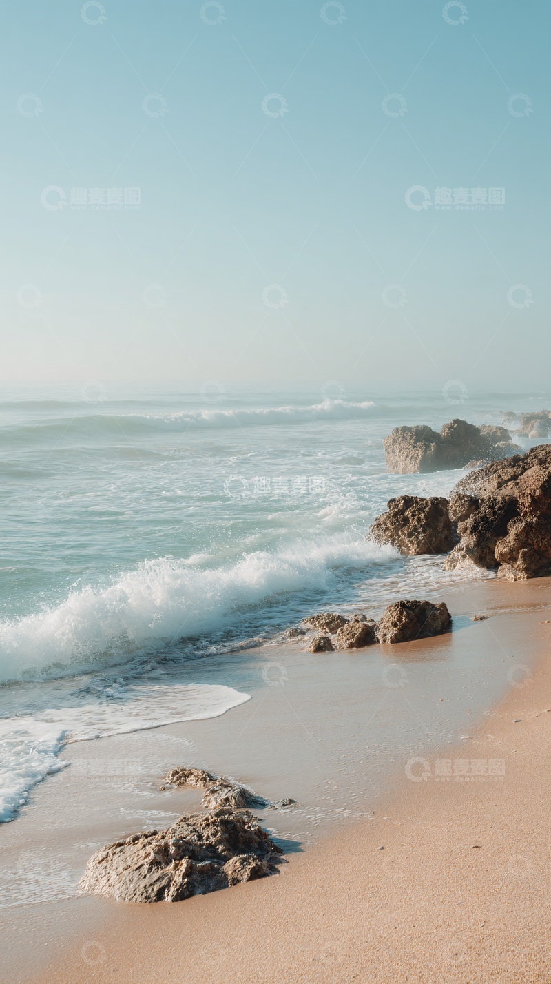 高清大图下载【趣麦麦图】海边沙滩与浪花景观416