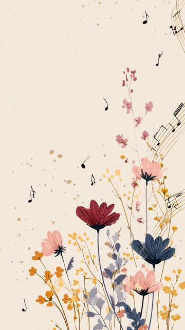 花卉音符插画背景241