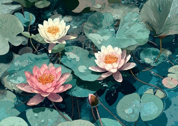 唯美睡莲插画711
