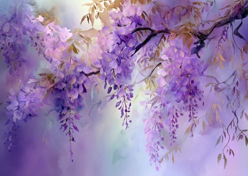 梦幻紫色紫藤花插画090