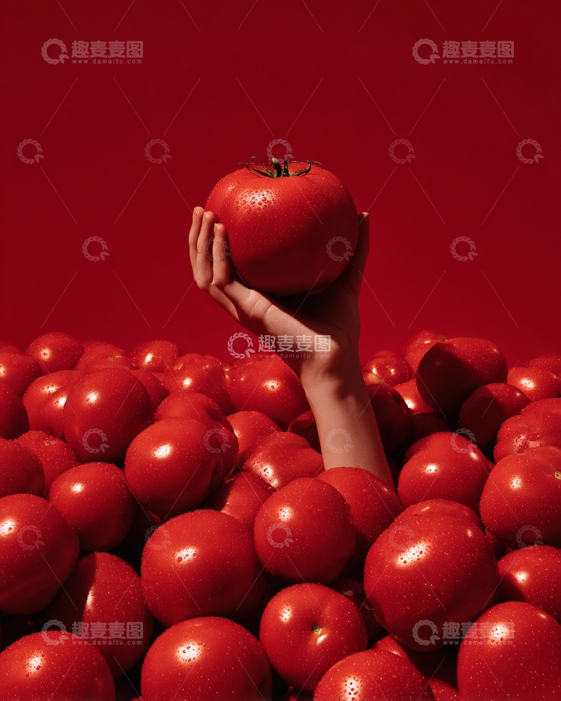 高清大图下载【趣麦麦图】手捧番茄于番茄堆中画面133