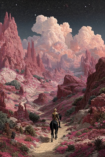 奇幻荒野骑马旅人插画645