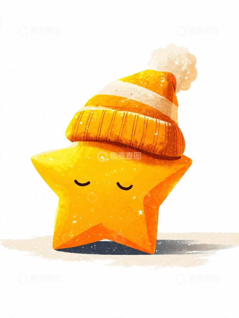 高清大图下载【趣麦麦图】戴帽星星插画385