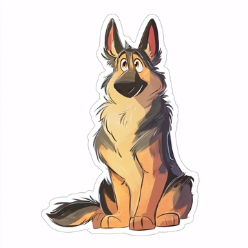 可爱德国牧羊犬插画贴纸252