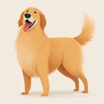 可爱金毛犬插画044