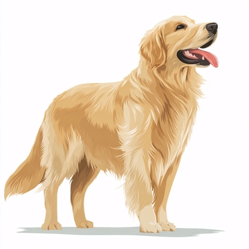 站立的金毛犬插画074