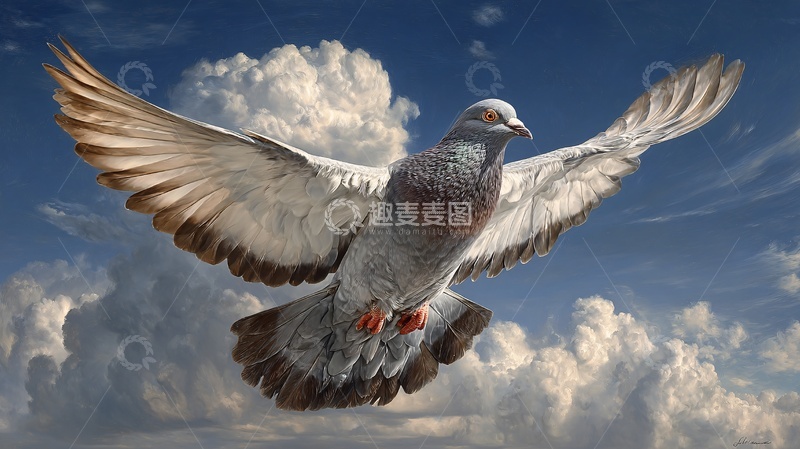 高清大图下载【趣麦麦图】展翅翱翔的鸽子213