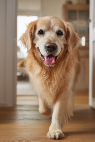 室内奔跑的金毛犬951