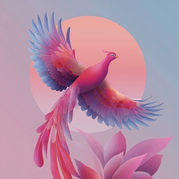 梦幻色彩凤凰插画453