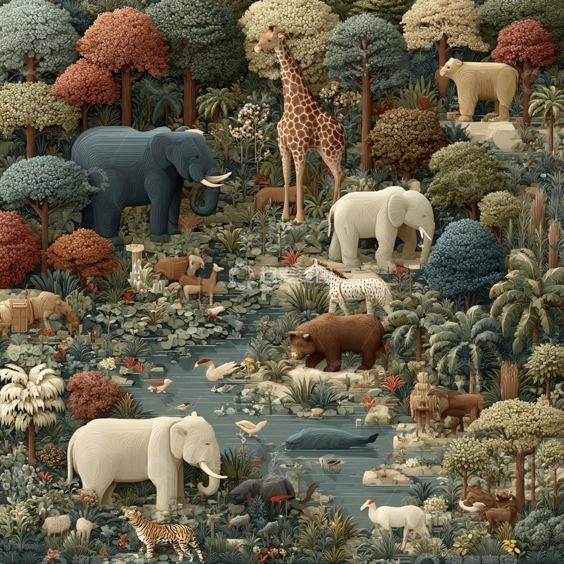 高清大图下载【趣麦麦图】森林中的多样动物插画772