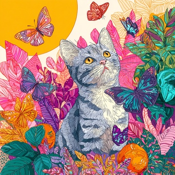 猫咪与蝴蝶的梦幻花园179