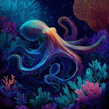 梦幻深海章鱼插画388