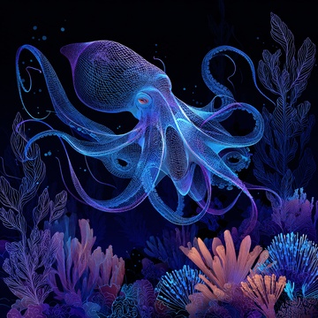 梦幻深海章鱼插画563