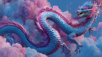 梦幻蓝紫祥龙云海图798