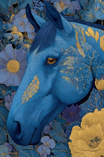 蓝马花卉插画237