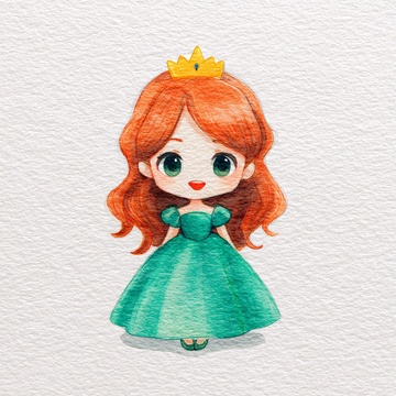 红发公主水彩插画520
