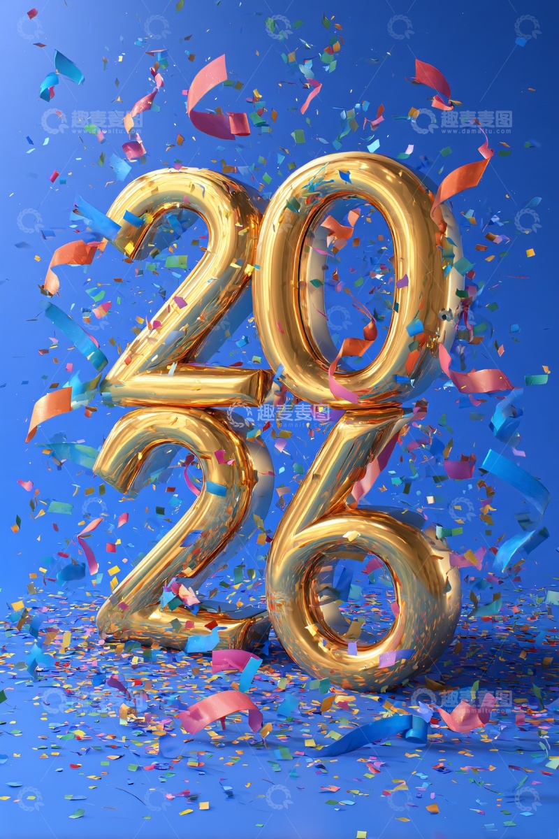 高清大图下载【趣麦麦图】新年数字气球庆祝画面227