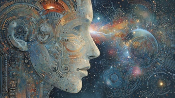 科幻机械人脸与宇宙星空画面507