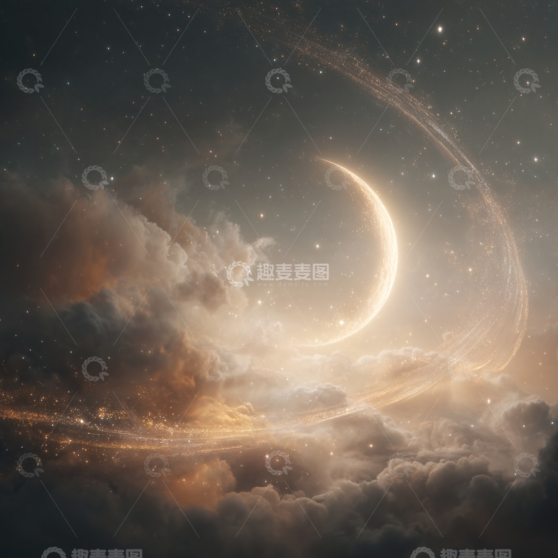 高清大图下载【趣麦麦图】梦幻夜空下的与星云960