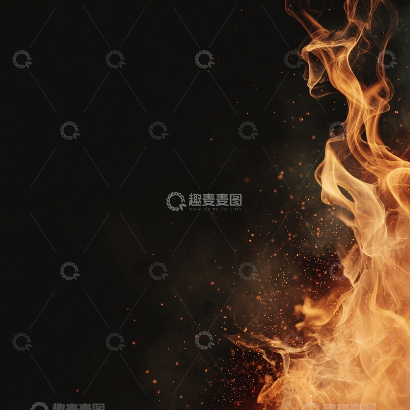 高清大图下载【趣麦麦图】-黑色背景上的火焰156