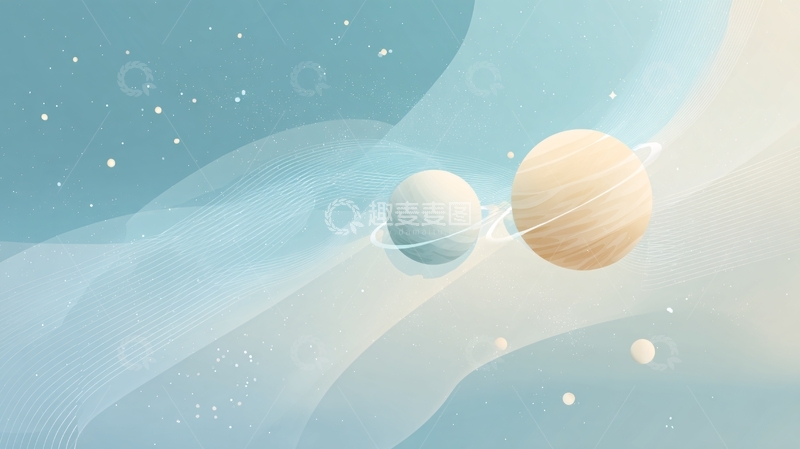 高清大图下载【趣麦麦图】-梦幻宇宙双行星插画758