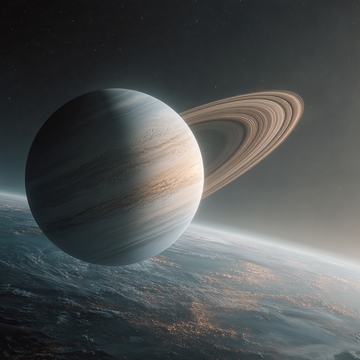 太空中带环行星与地球景观512