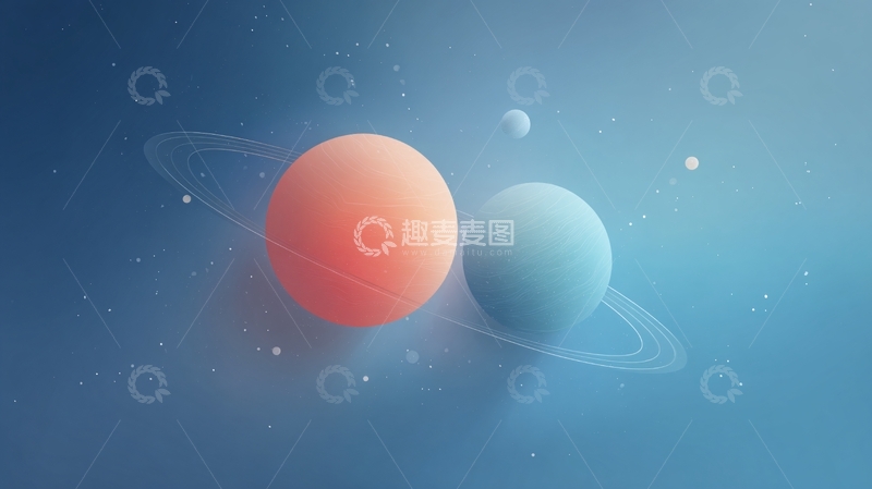 高清大图下载【趣麦麦图】-梦幻双行星宇宙插画328