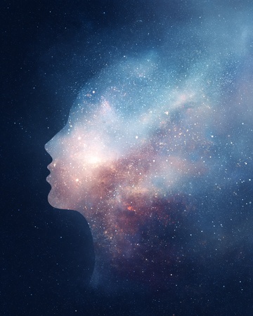 星空与人脸轮廓融合插画619