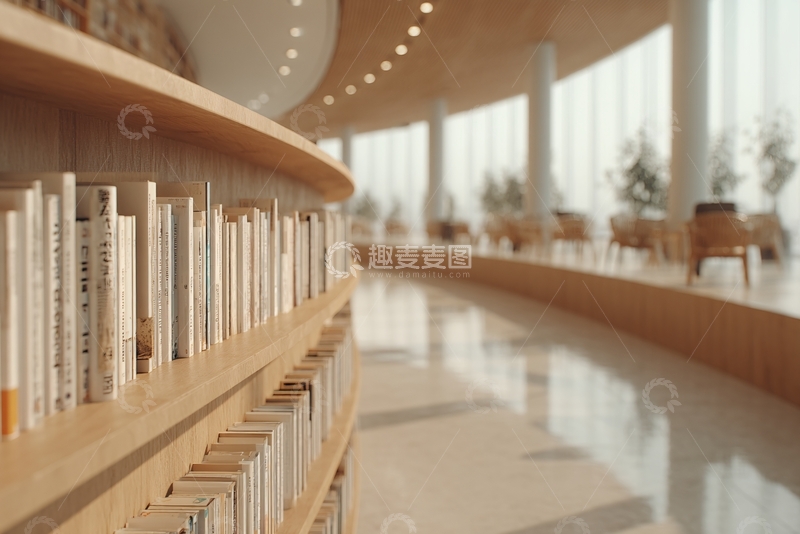 高清大图下载【趣麦麦图】现代图书馆书架场景946