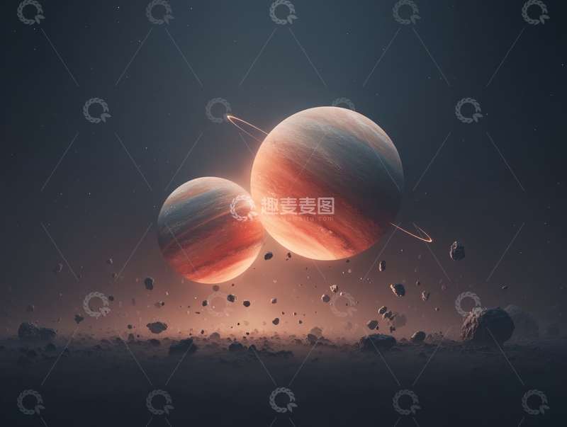 高清大图下载【趣麦麦图】-双行星的宇宙奇观450