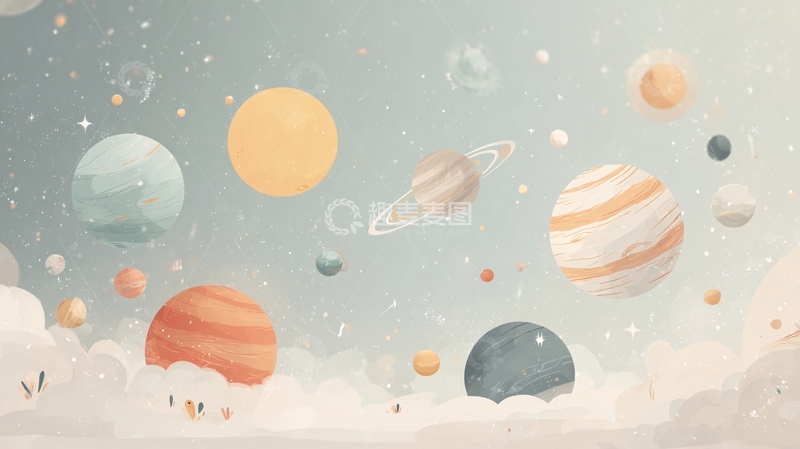 高清大图下载【趣麦麦图】-梦幻宇宙行星插画352
