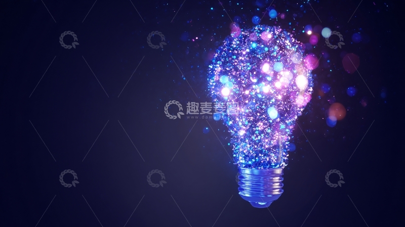高清大图下载【趣麦麦图】梦幻发光灯泡插画560