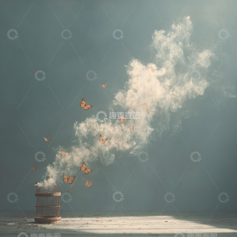 高清大图下载【趣麦麦图】烟雾中飞舞的蝴蝶画面175