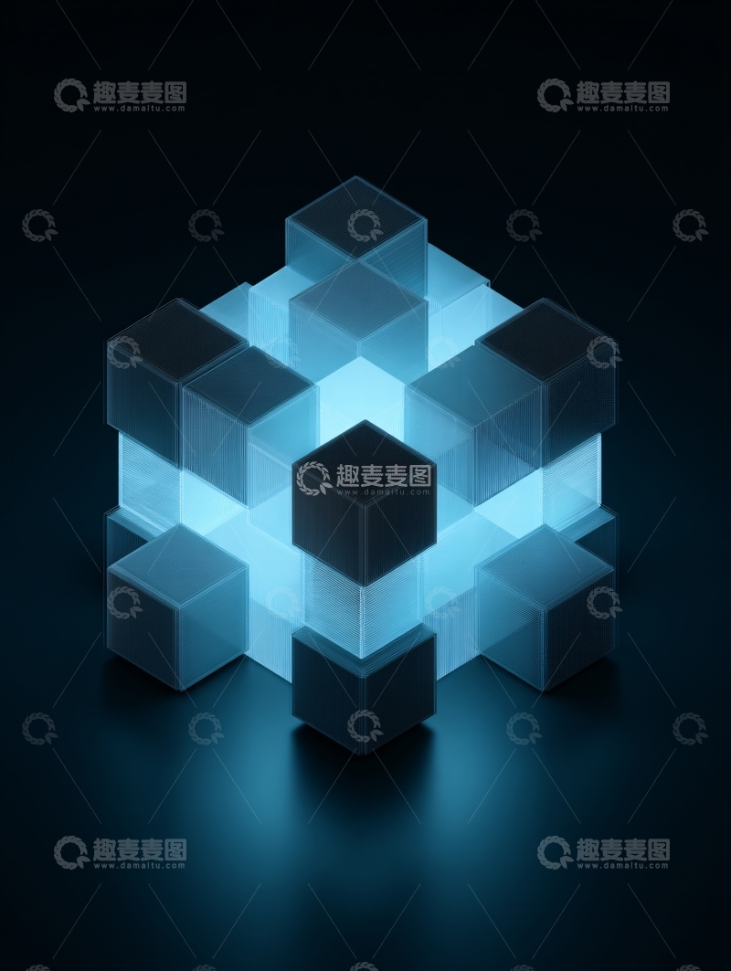 高清大图下载【趣麦麦图】发光的立体方块组合139