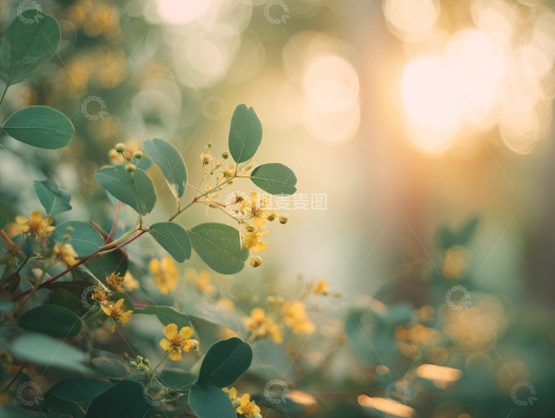 高清大图下载【趣麦麦图】阳光下的绿叶黄花美景785