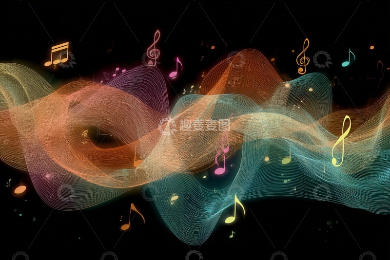 高清大图下载【趣麦麦图】动感音乐波浪插画223