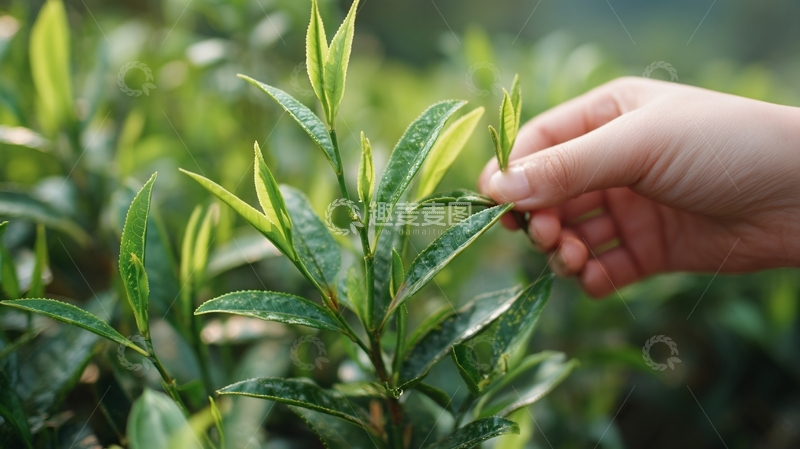 高清大图下载【趣麦麦图】手摘嫩绿茶叶画面449