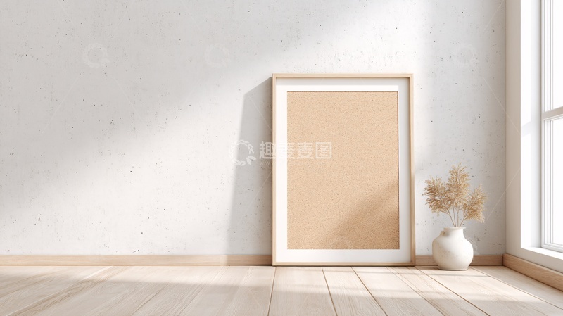 高清大图下载【趣麦麦图】-简约室内空画框与植物场景574