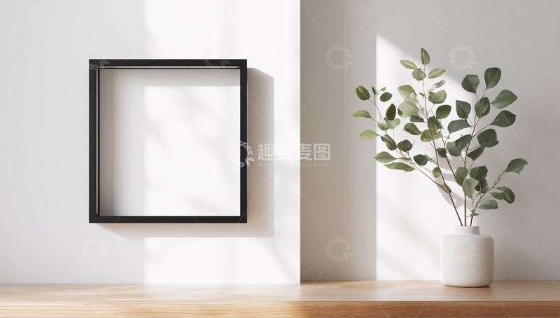 高清大图下载【趣麦麦图】-简约室内框与绿植装饰画面623