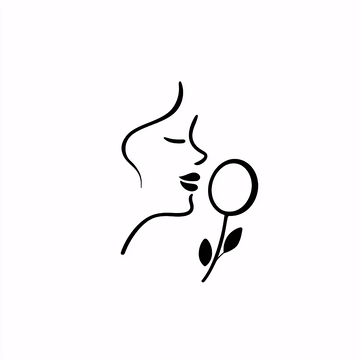 女子与花的简约线条插画977