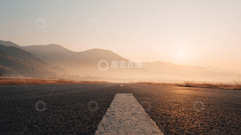 高清大图下载【趣麦麦图】公路上的日出美景531