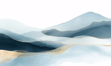 蓝金渐变山水抽象插画932