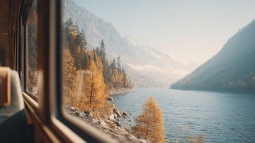 火车窗外的秋日山水美景328