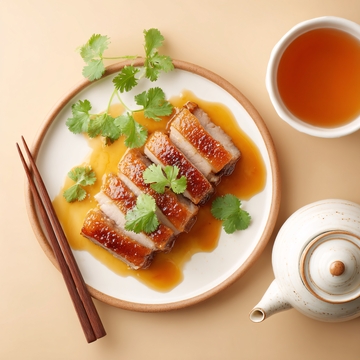 美味烤鸭配茶饮插画334