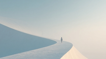 一人漫步于淡蓝雪景之路434