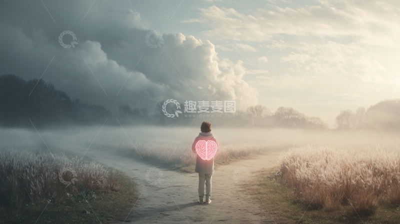 高清大图下载【趣麦麦图】-持心形光之人于雾中漫步675