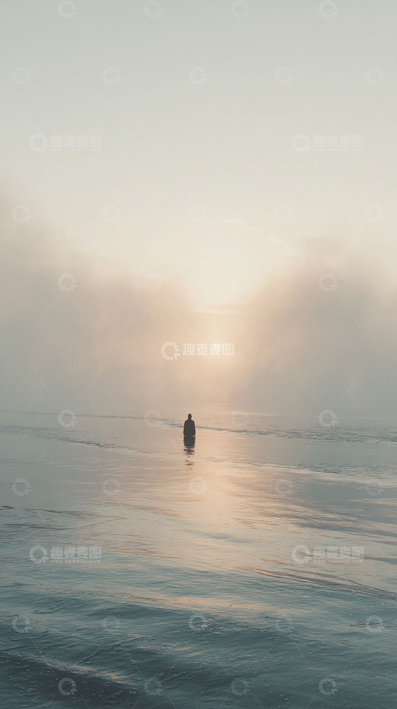 高清大图下载【趣麦麦图】-海边独行者的日出时刻402
